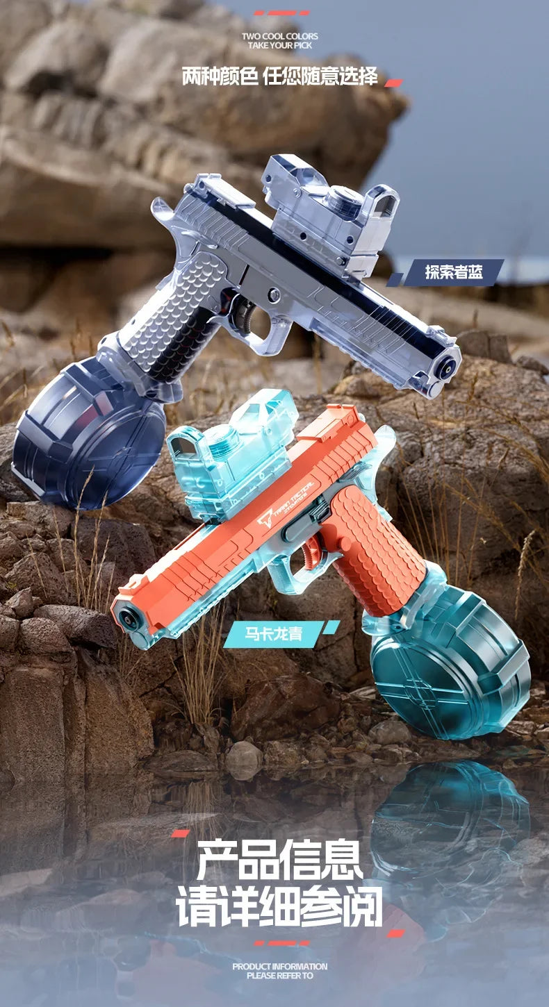 Desert Eagle Electric Water Gun – Full Auto with Flashing Lights – Pool & Beach Toy for Kids & Adults