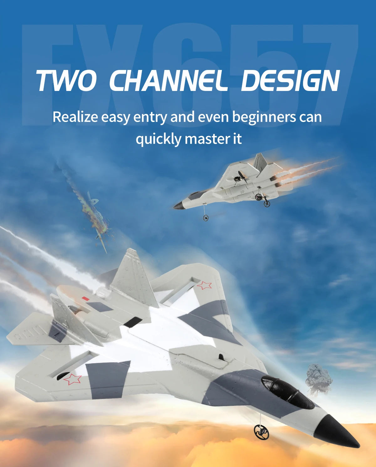 Aereo Telecomandato FX620 – Replica SU-57, Facile da Pilotare