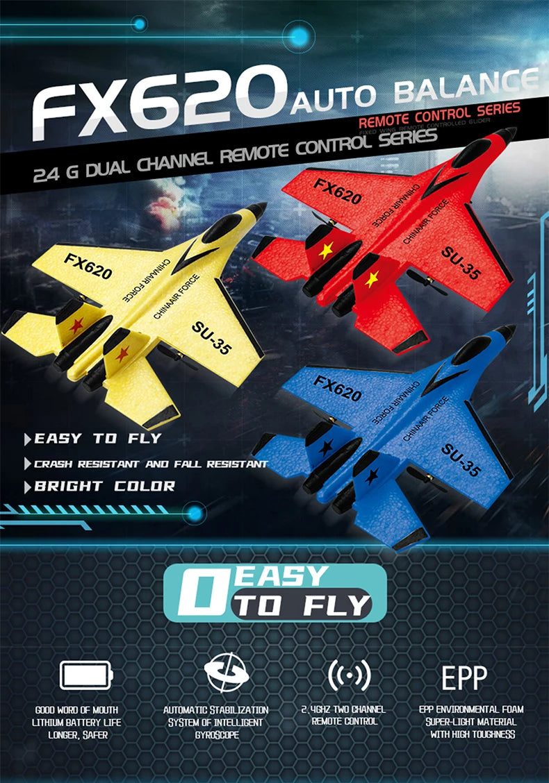 Aereo Telecomandato FX620 – Replica SU-57, Facile da Pilotare