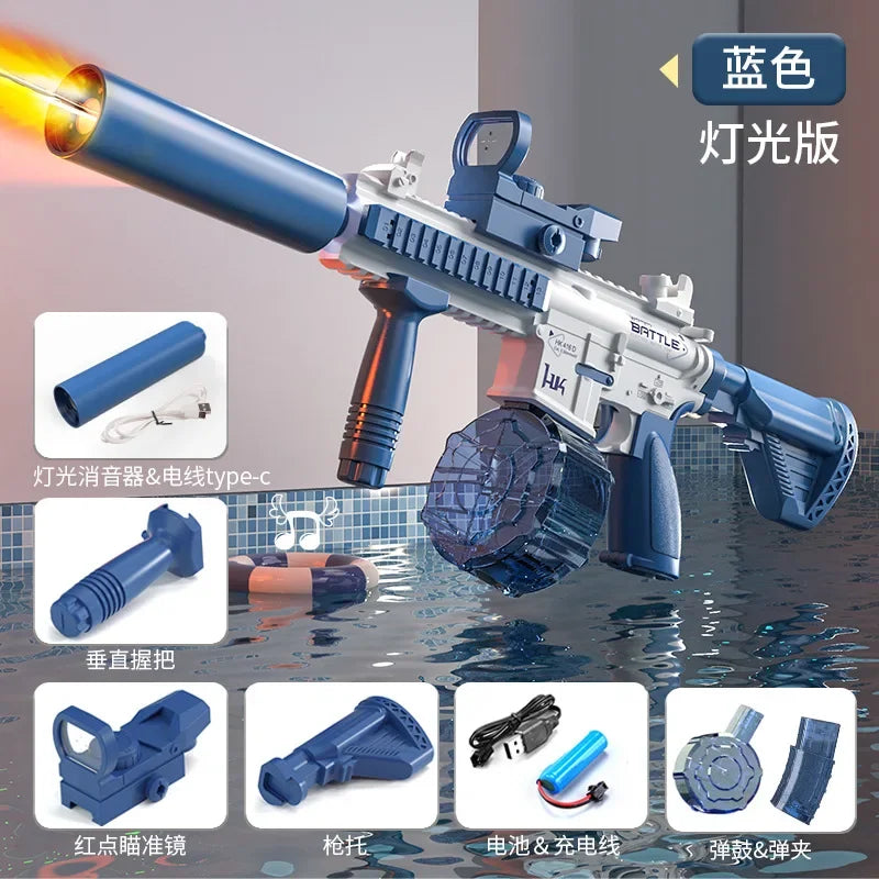 Electric M416 Water Gun – Automatic Light-Up Blaster for Kids & Adults – Pool & Beach Toy