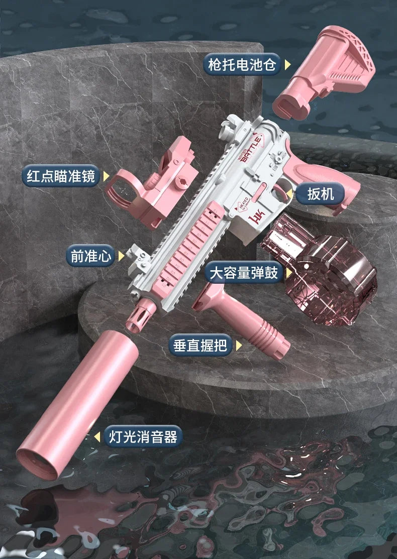 Electric M416 Water Gun – Automatic Light-Up Blaster for Kids & Adults – Pool & Beach Toy