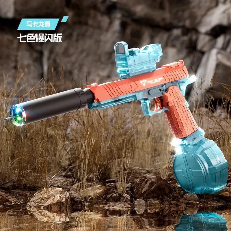 Desert Eagle Electric Water Gun – Full Auto with Flashing Lights – Pool & Beach Toy for Kids & Adults