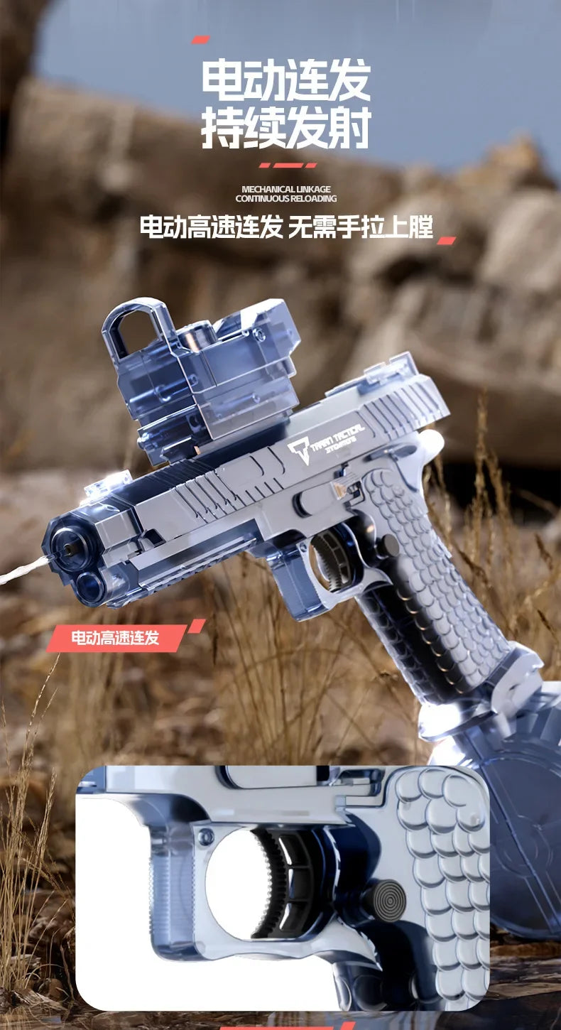 Desert Eagle Electric Water Gun – Full Auto with Flashing Lights – Pool & Beach Toy for Kids & Adults