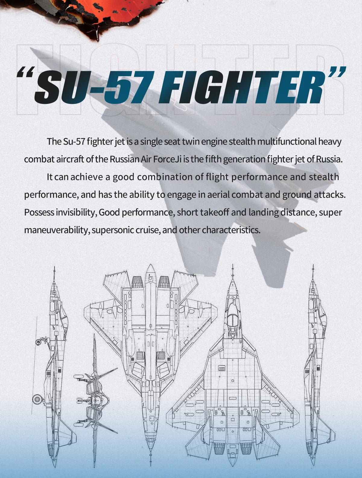Aereo Telecomandato FX620 – Replica SU-57, Facile da Pilotare