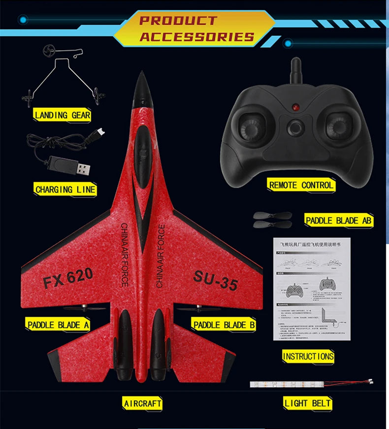 Aereo Telecomandato FX620 – Replica SU-57, Facile da Pilotare