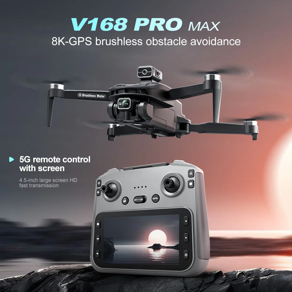 Drone 8K V168 Pro MAX – Prestazioni Professionali, Schermo LCD e Trasmissione 5G
