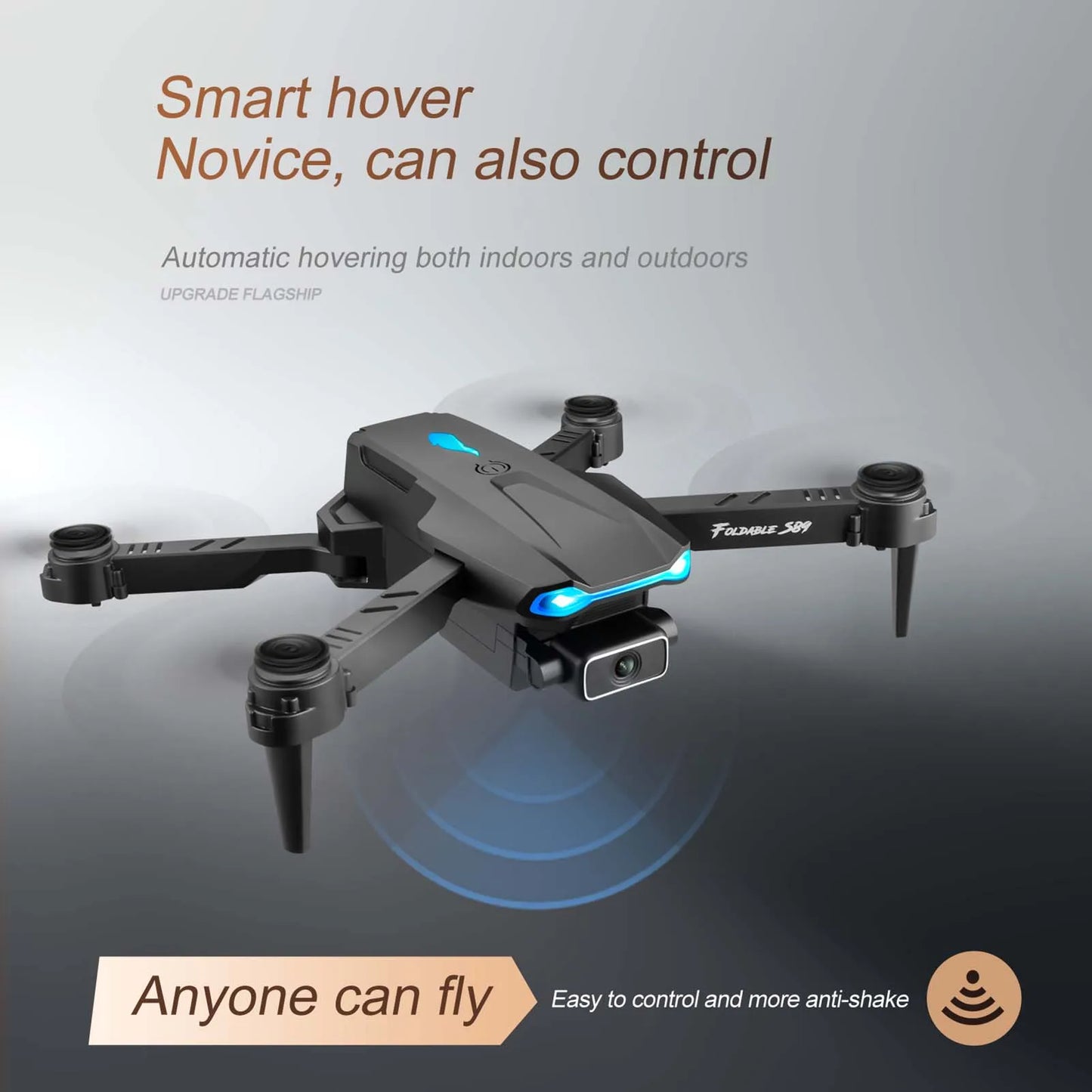 S89 Mini RC Drone 4K with Dual Camera, Wifi FPV, Folding Quadcopter, Gravity Sensor Control, Toy for Adults & Kids