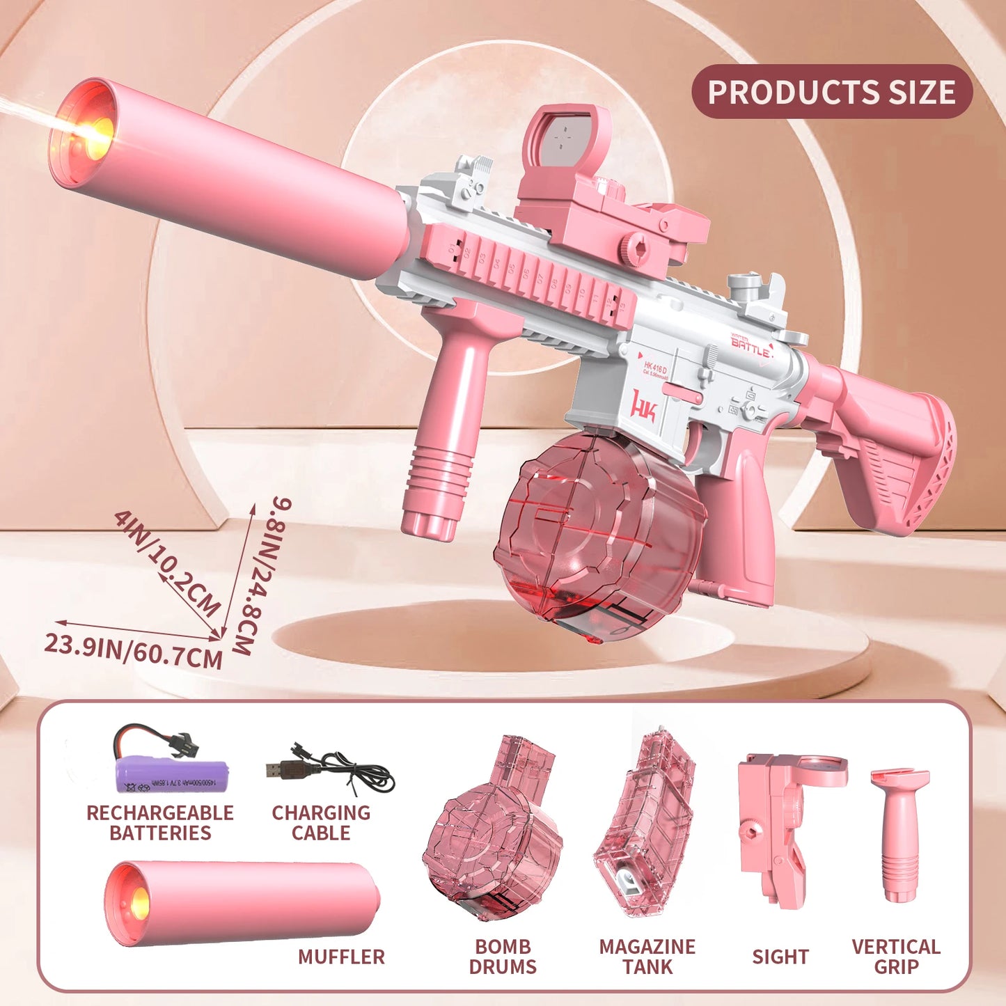 Electric M416 Water Gun – Automatic Light-Up Blaster for Kids & Adults – Pool & Beach Toy