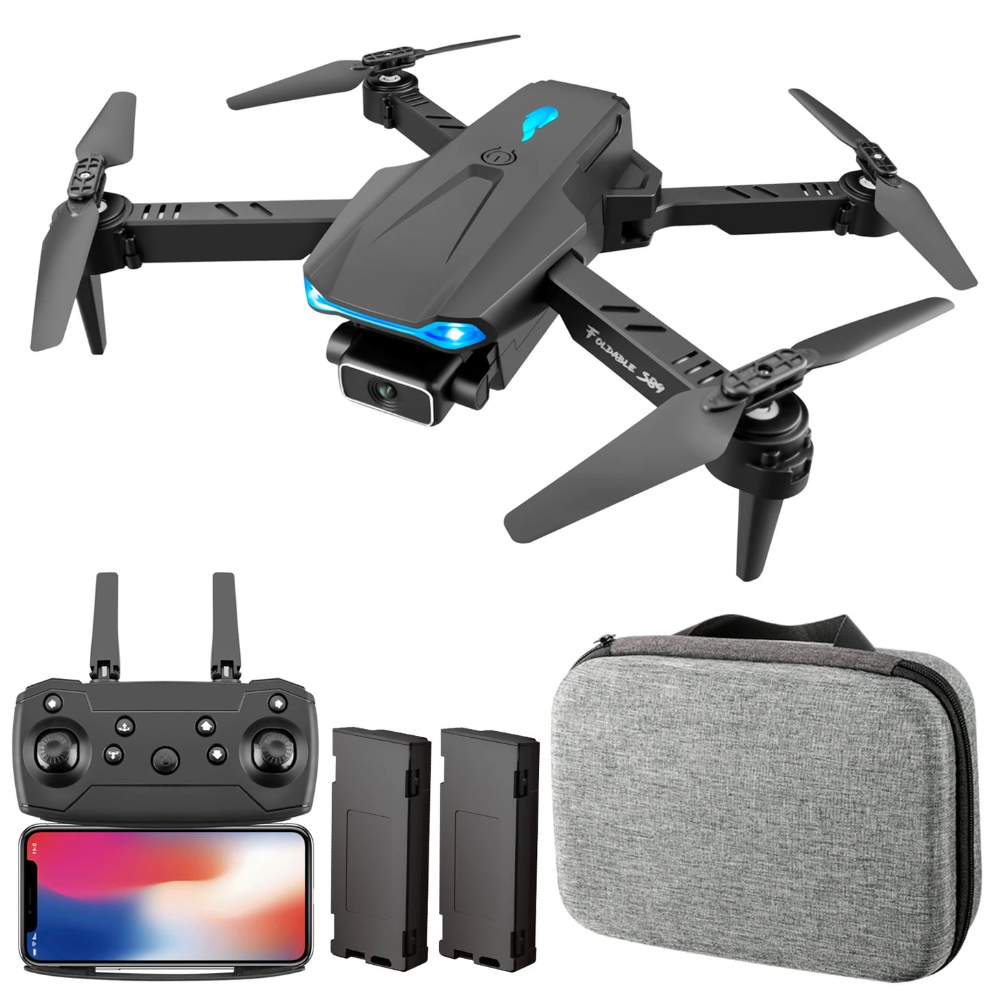 S89 Mini RC Drone 4K with Dual Camera, Wifi FPV, Folding Quadcopter, Gravity Sensor Control, Toy for Adults & Kids