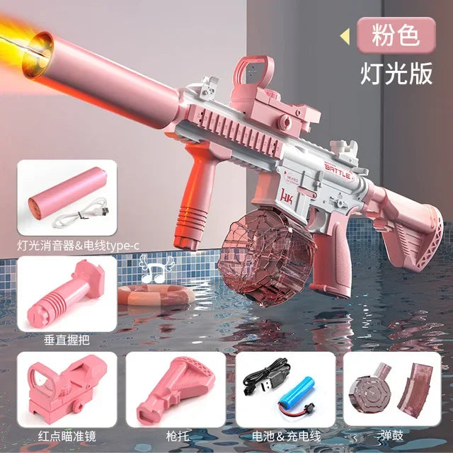 Electric M416 Water Gun – Automatic Light-Up Blaster for Kids & Adults – Pool & Beach Toy