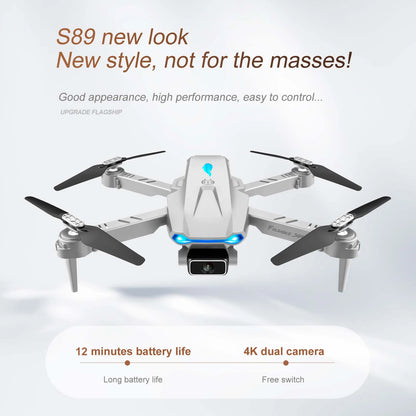 S89 Mini RC Drone 4K with Dual Camera, Wifi FPV, Folding Quadcopter, Gravity Sensor Control, Toy for Adults & Kids