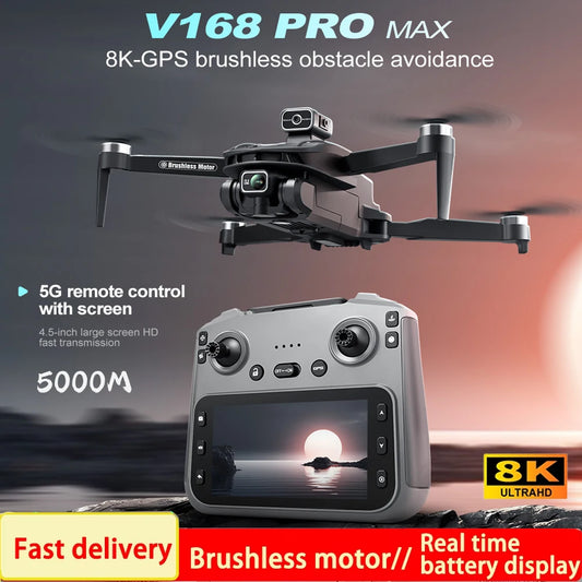 Drone 8K V168 Pro MAX – Prestazioni Professionali, Schermo LCD e Trasmissione 5G